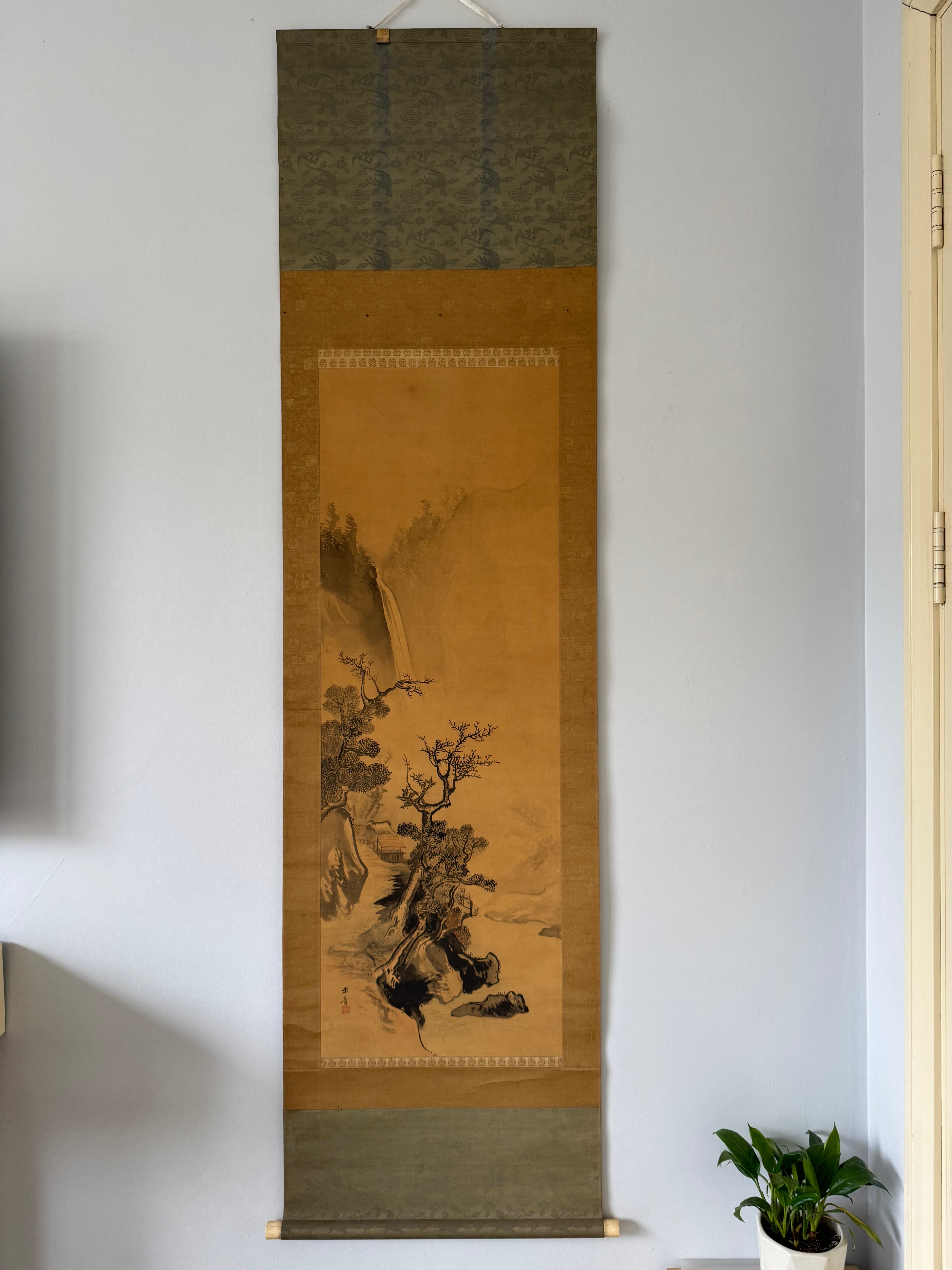 Antique Japanese Classical Landscape Hanging Scroll – Edo Meiji