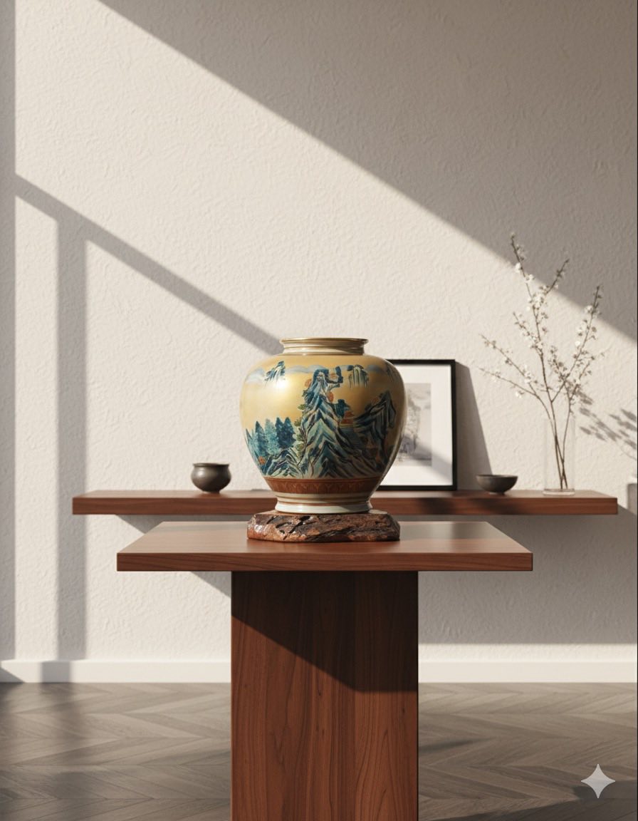 Japanese Pottery Kutani Vase Set – Handcrafted Decorative Art from Japan