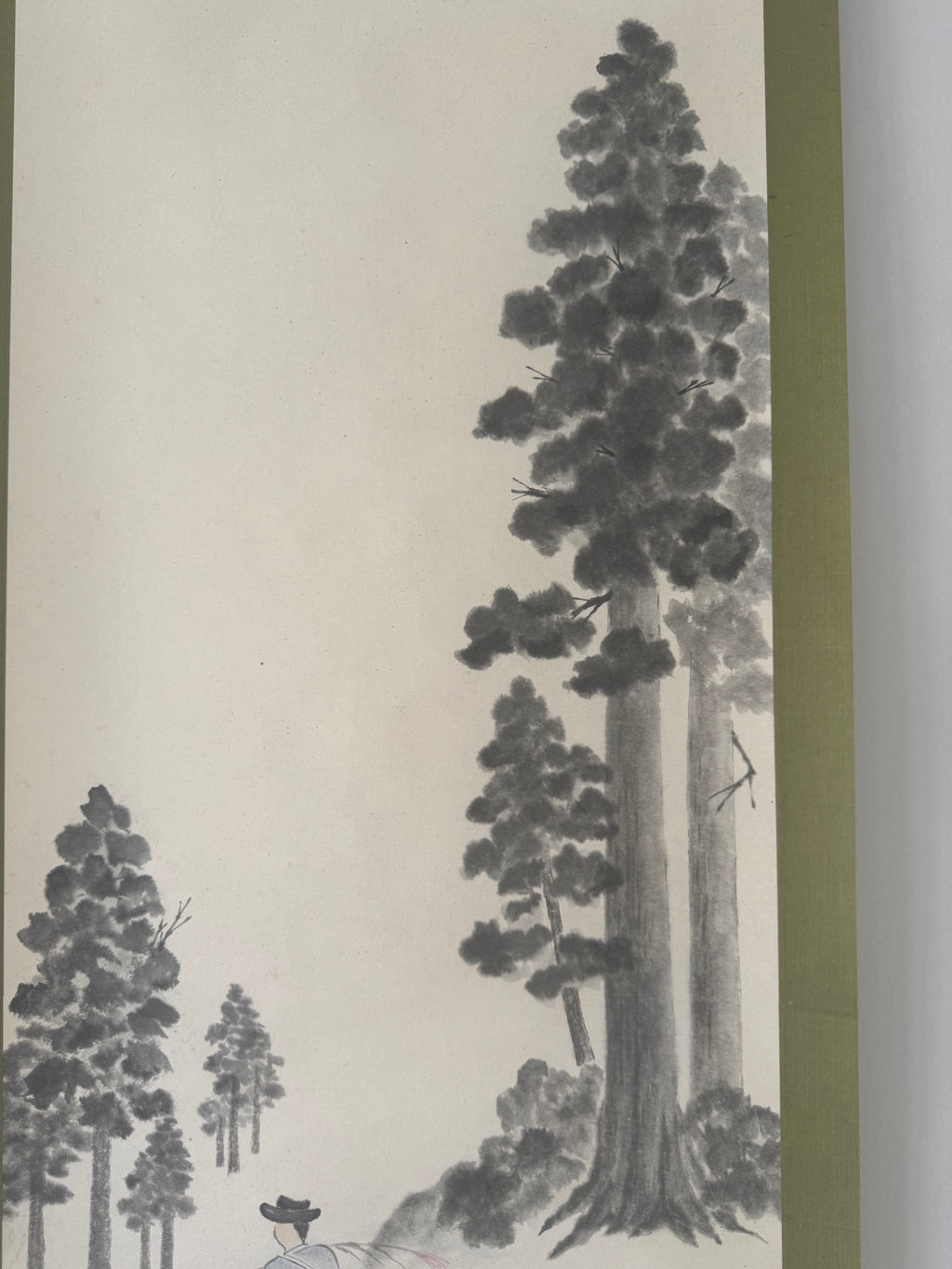 Scholar Among Pines | Japanese Ink Landscape Kakemono | Sumi-e Figure in Mountain Mist Scroll