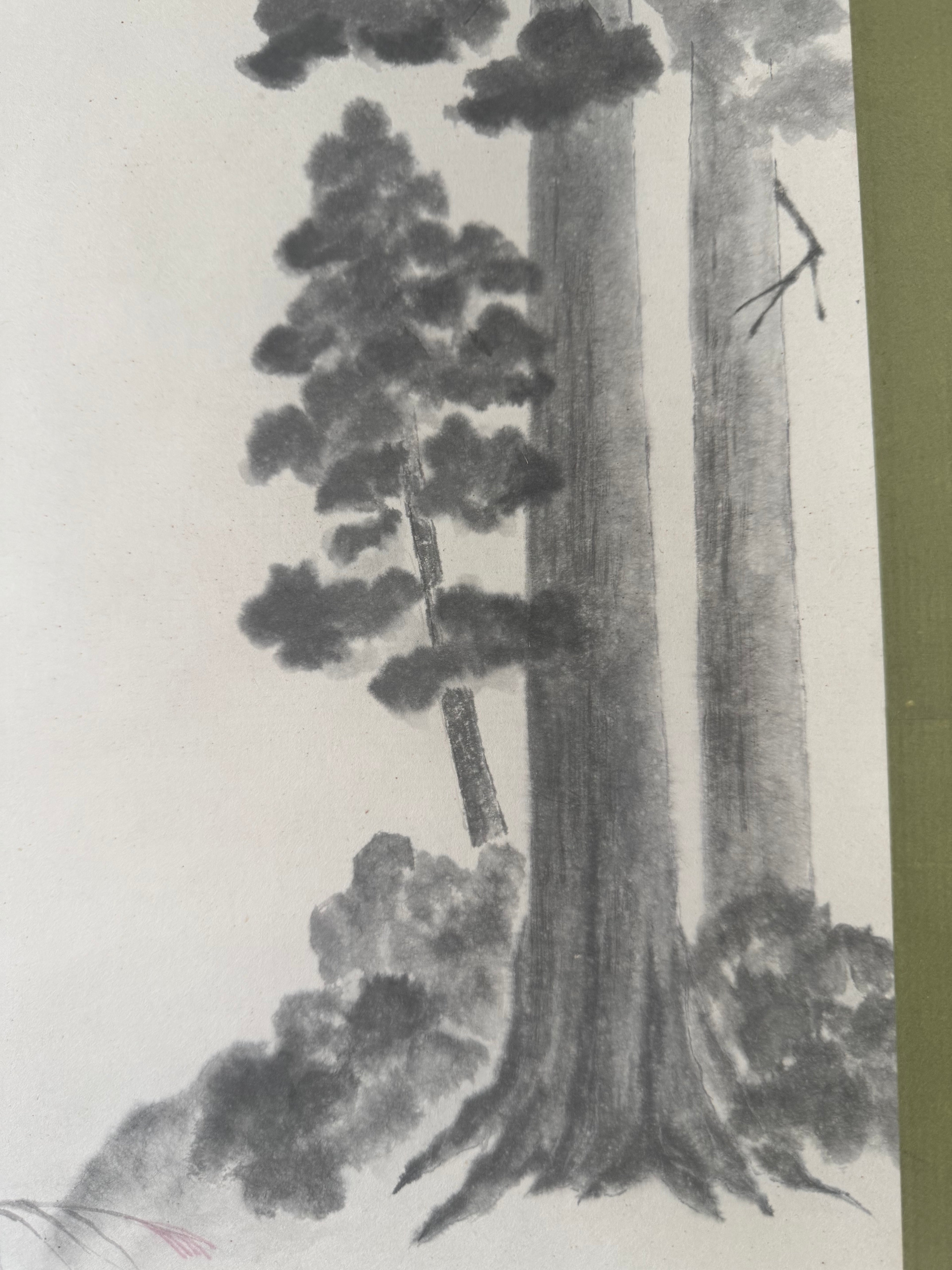 Scholar Among Pines | Japanese Ink Landscape Kakemono | Sumi-e Figure in Mountain Mist Scroll