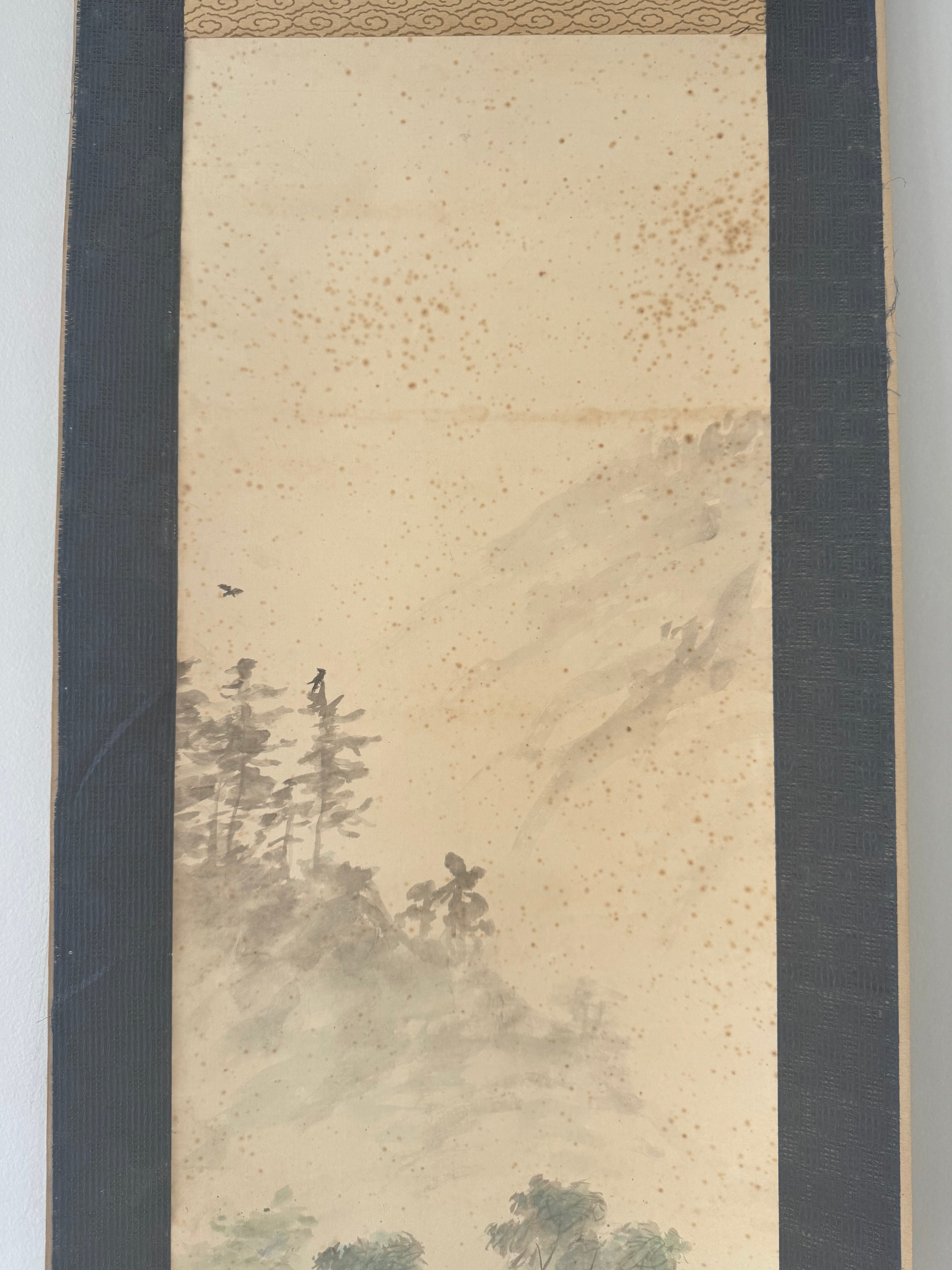Japanese Horse Painting Scroll, Vintage Kakemono Girl on Horseback, Asian Wall Art, Antique Ink Painting