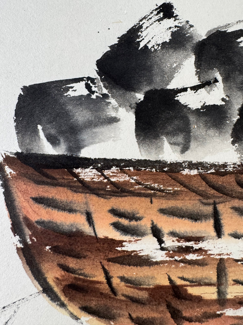Charcoal Basket & Zen Wisdom | Japanese Yokomono Kakemono | Zenrei 無事是貴人 Rinzai Scroll