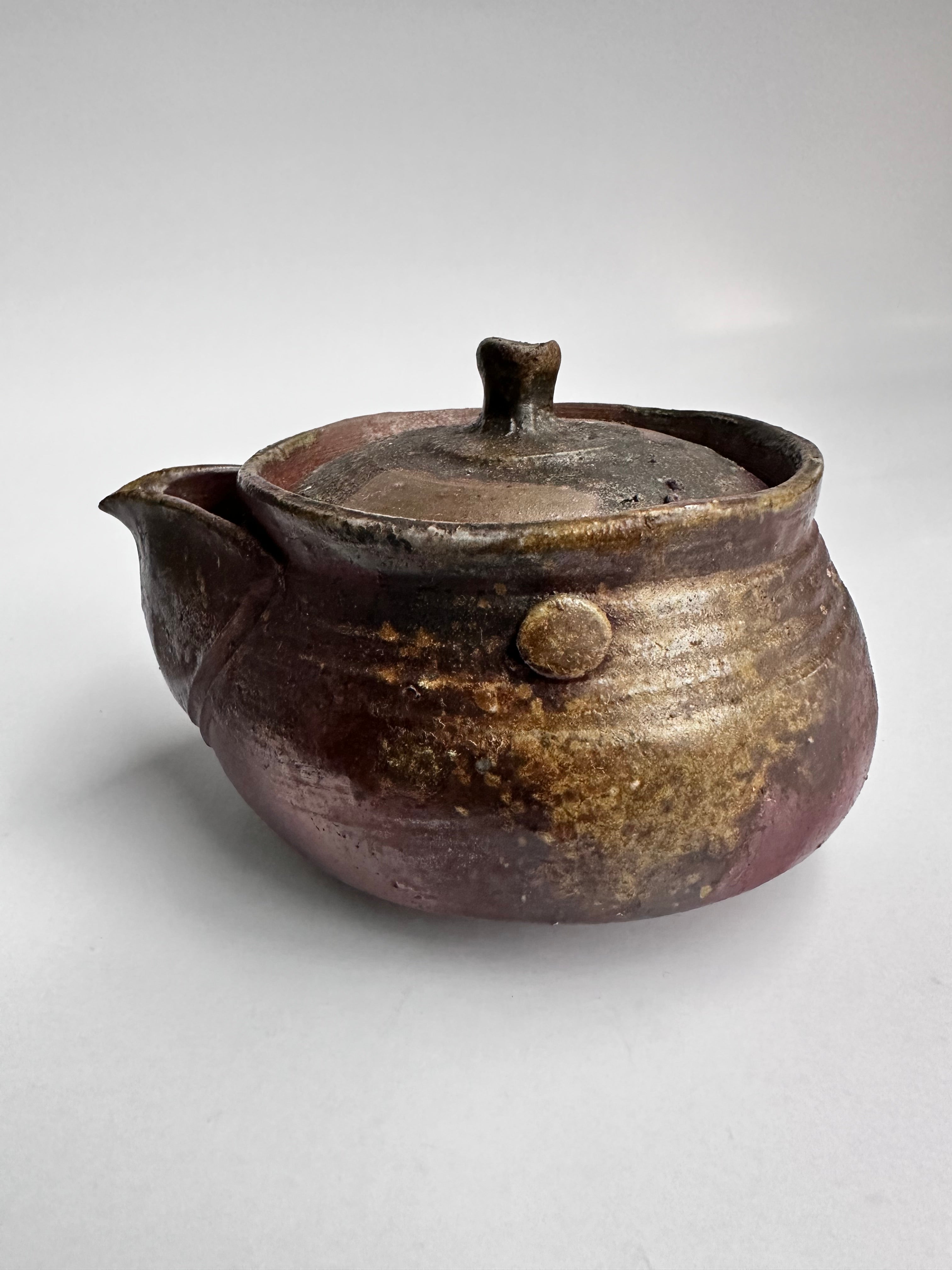 Complete Vintage Bizen Tea Set with Tomobako | Sangiri, Botamochi & Ishihaze Fire Marks | Handmade Japanese Pottery