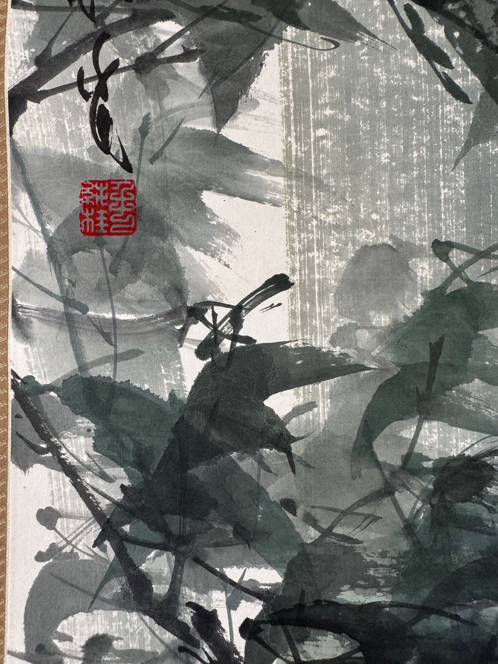 Japanese Bamboo Wall Scroll, Sumi-e Ink Painting, Zen Meditation Art