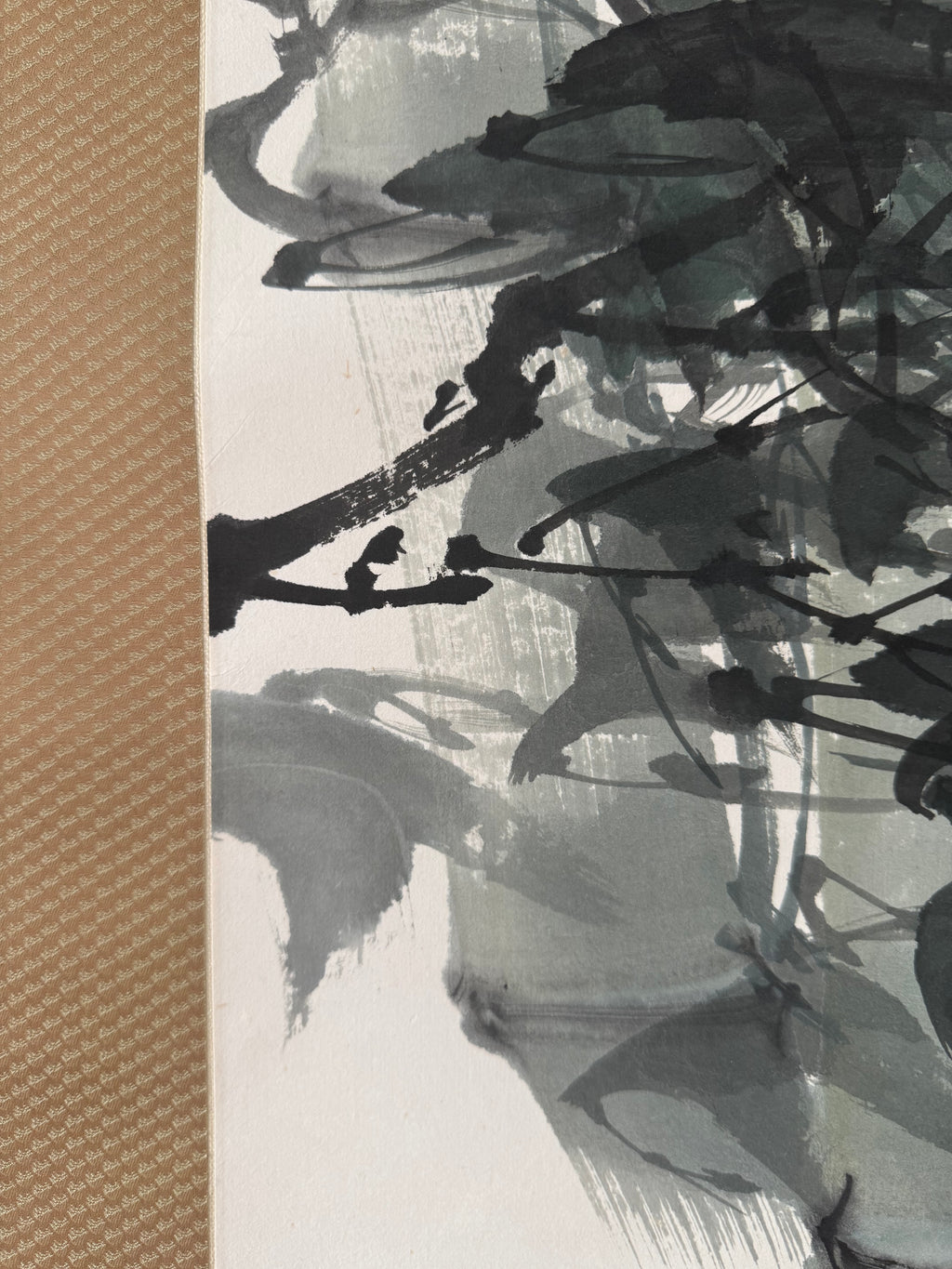 Japanese Bamboo Wall Scroll, Sumi-e Ink Painting, Zen Meditation Art