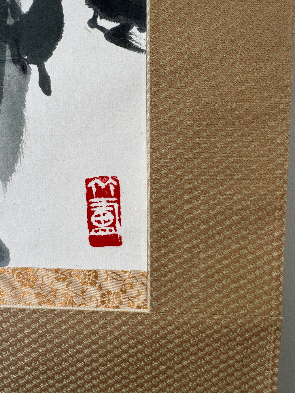 Japanese Bamboo Wall Scroll, Sumi-e Ink Painting, Zen Meditation Art