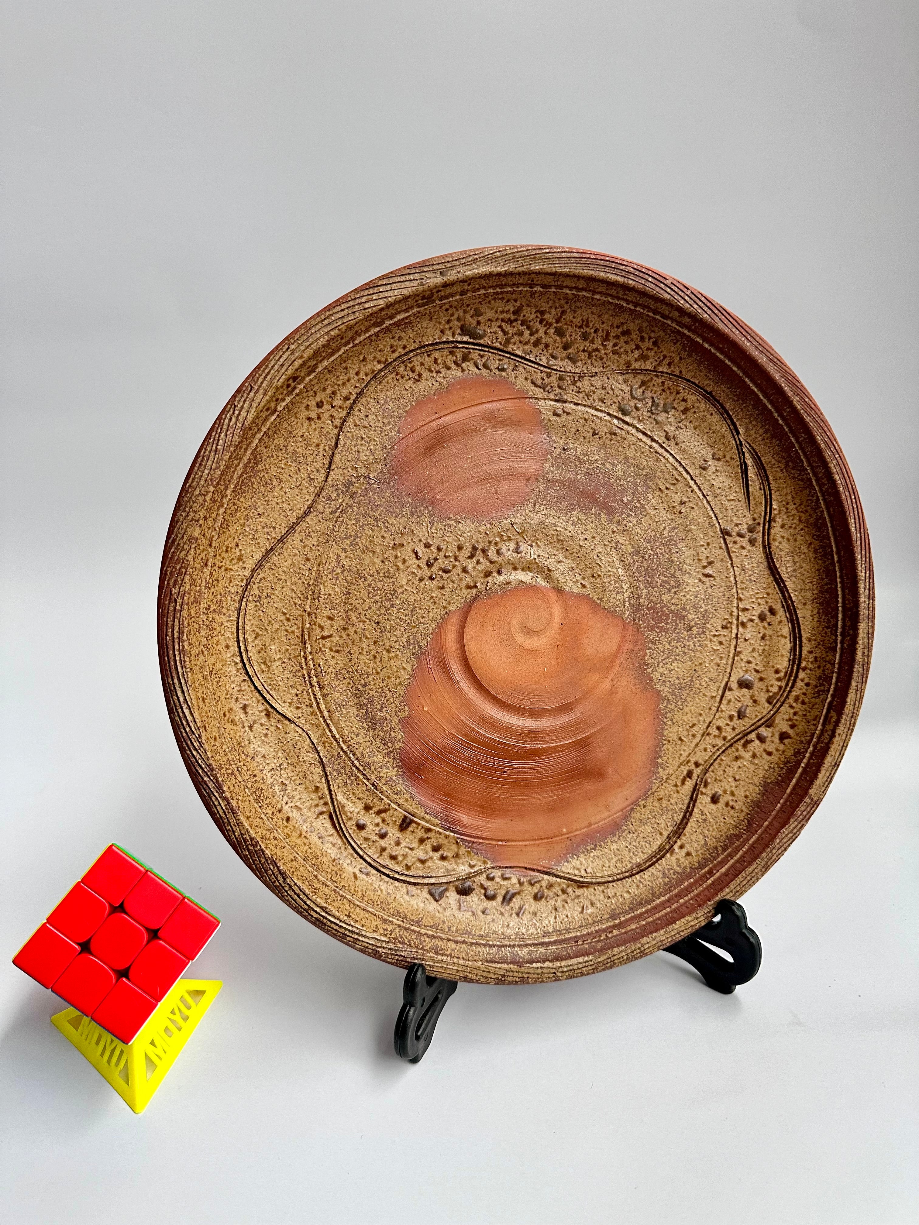 Vintage Bizen Botamochi Plate | Goma & Resin Ash Marks