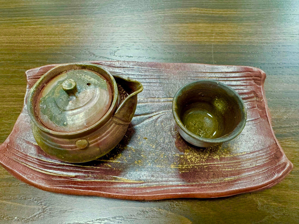 Bizen-yaki Tea Tray 「茶旅行」— Signed Studio Work, April 2000