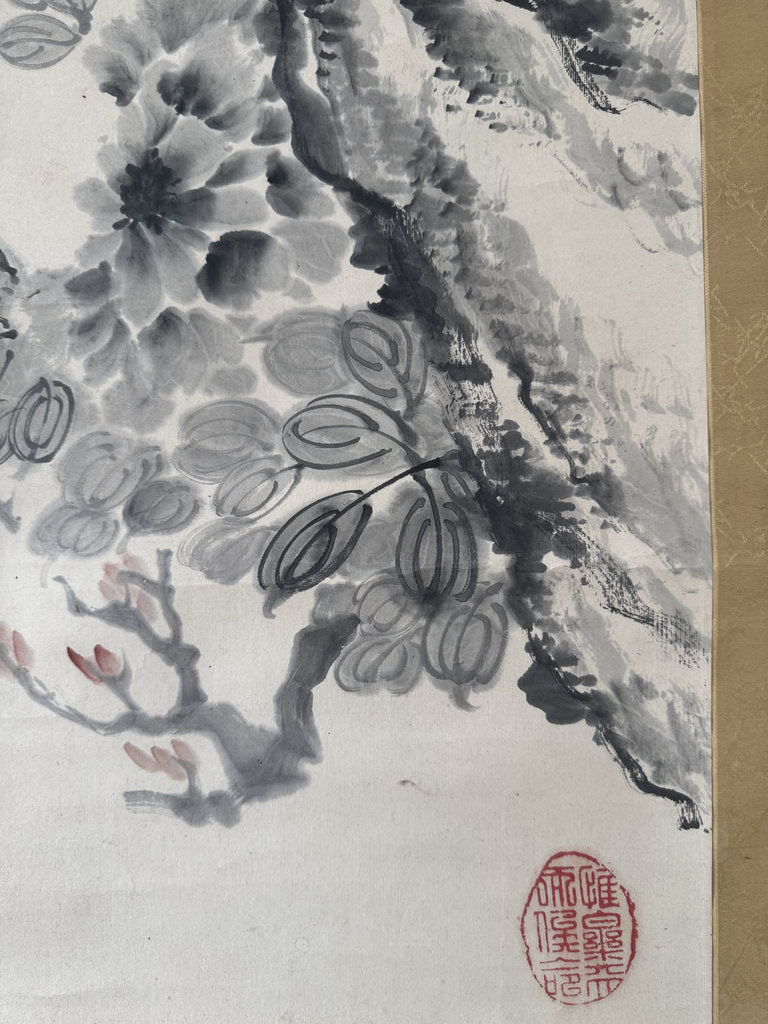 Vintage Japanese Hanging Scroll - Peony Garden "The Flower Queen's Proclamation" - Dated Shōwa 2 (1927) -Signed Kōyō - Hyakka-zu