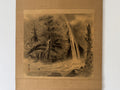 Vintage Japanese Hanging Scroll — Mountain Waterfall with Bird — Yōga-Sumi-e Fusion — Signed Ryō Nifusa — Meiji–Taishō Western-Influence
