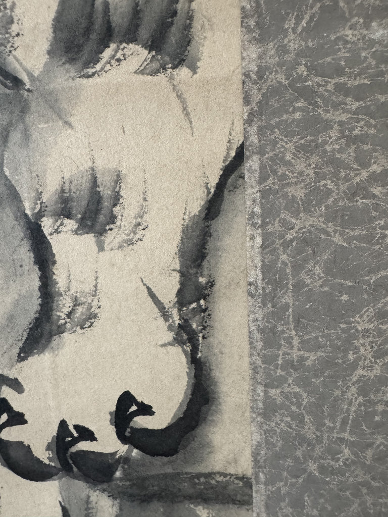Antique Japanese Hanging Scroll - Tiger in Rain - Zenga Sumi-e - Signed Kiyū - Edo-Meiji Warrior Aesthetic