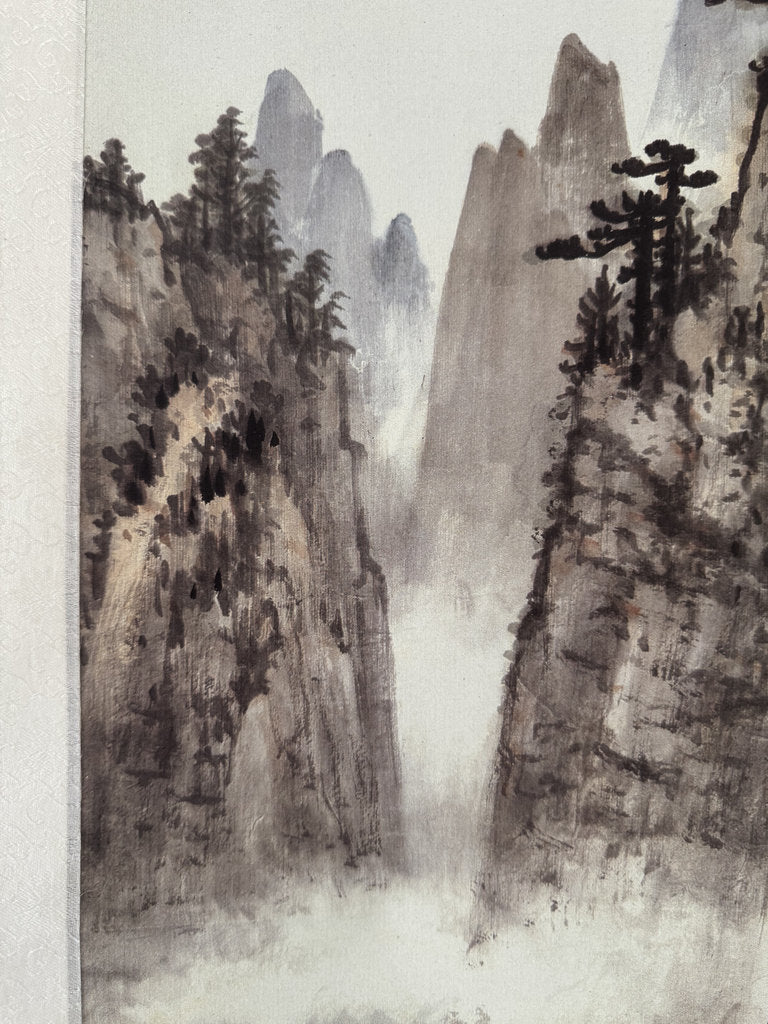 Vintage Japanese Hanging Scroll — Huangshan Mountain Landscape — Nanga Sansui — Scholar's Retreat — Inscribed & Signed — Painted at Age 80