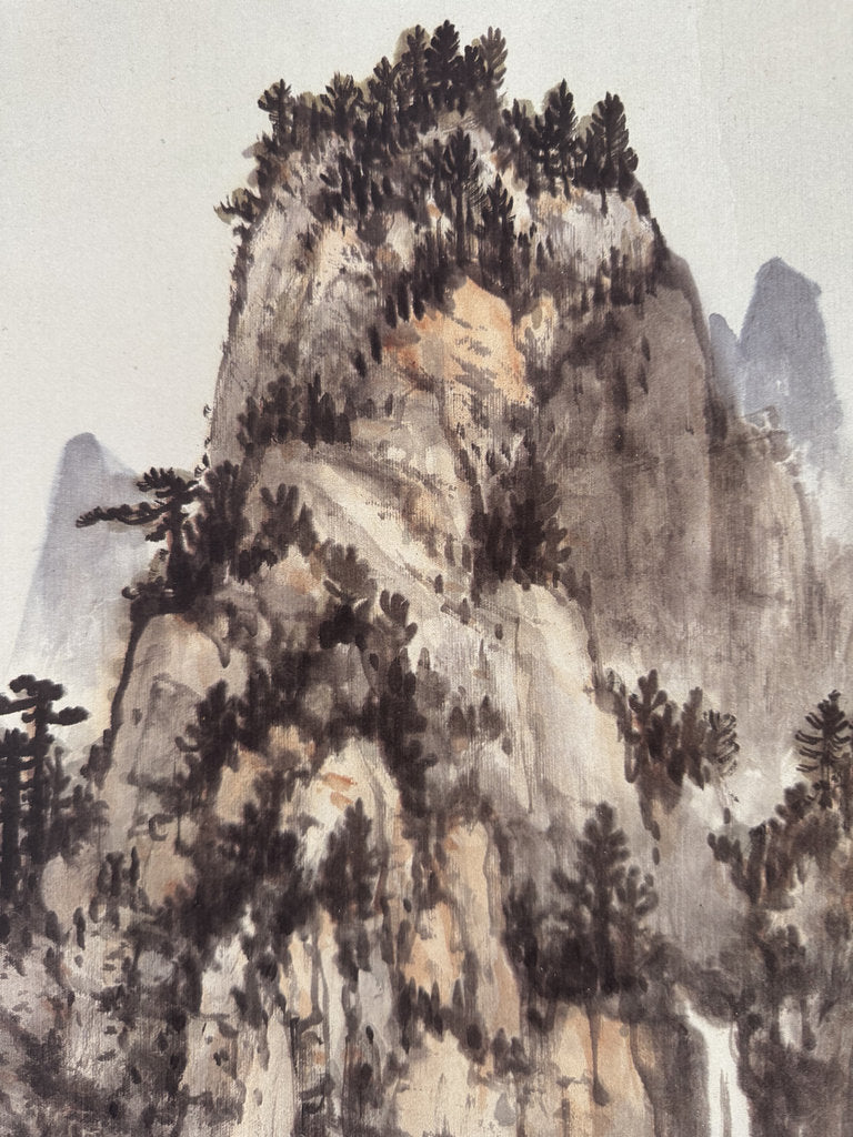 Vintage Japanese Hanging Scroll — Huangshan Mountain Landscape — Nanga Sansui — Scholar's Retreat — Inscribed & Signed — Painted at Age 80