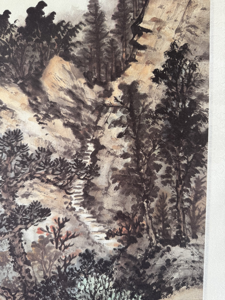 Vintage Japanese Hanging Scroll — Huangshan Mountain Landscape — Nanga Sansui — Scholar's Retreat — Inscribed & Signed — Painted at Age 80