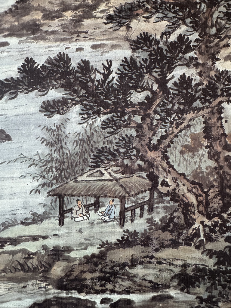 Vintage Japanese Hanging Scroll — Huangshan Mountain Landscape — Nanga Sansui — Scholar's Retreat — Inscribed & Signed — Painted at Age 80