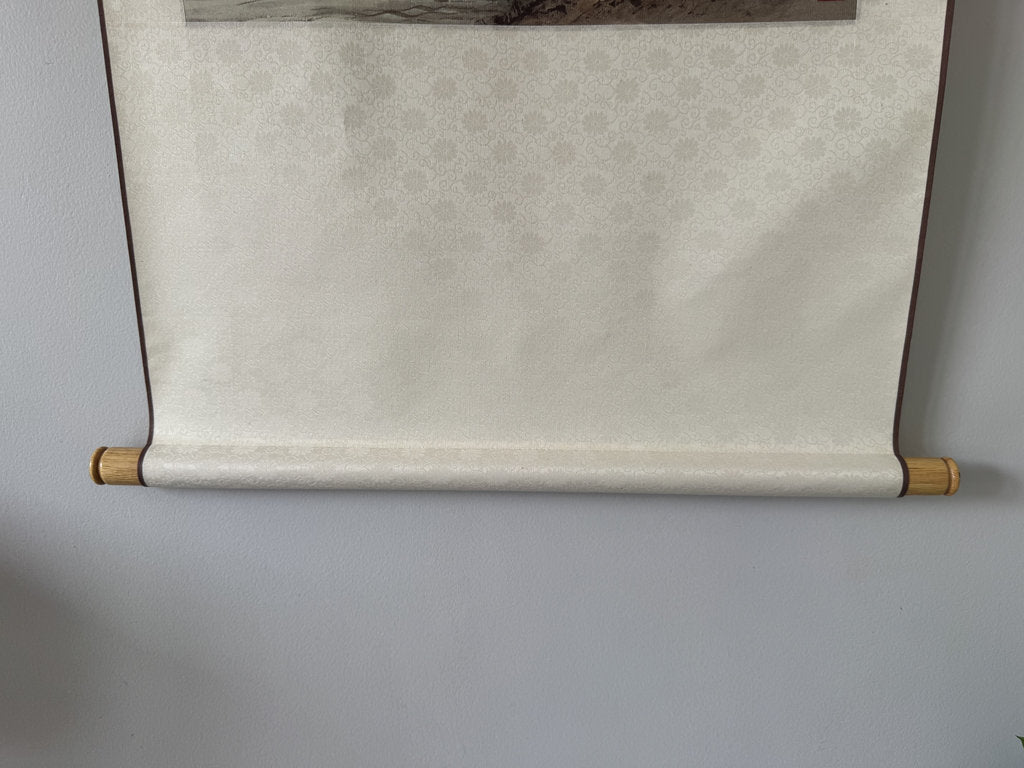 Vintage Japanese Hanging Scroll — Huangshan Mountain Landscape — Nanga Sansui — Scholar's Retreat — Inscribed & Signed — Painted at Age 80