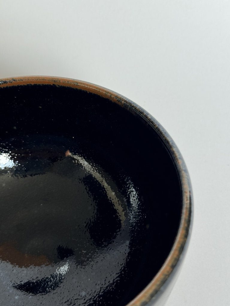 Kosuna Yaki Chawan Tea Bowl | Showa Period | Deep Black Iron Glaze | Tochigi Kiln