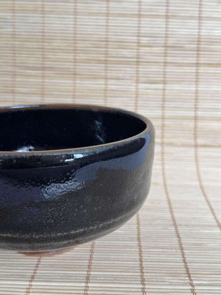 Kosuna Yaki Chawan Tea Bowl | Showa Period | Deep Black Iron Glaze | Tochigi Kiln