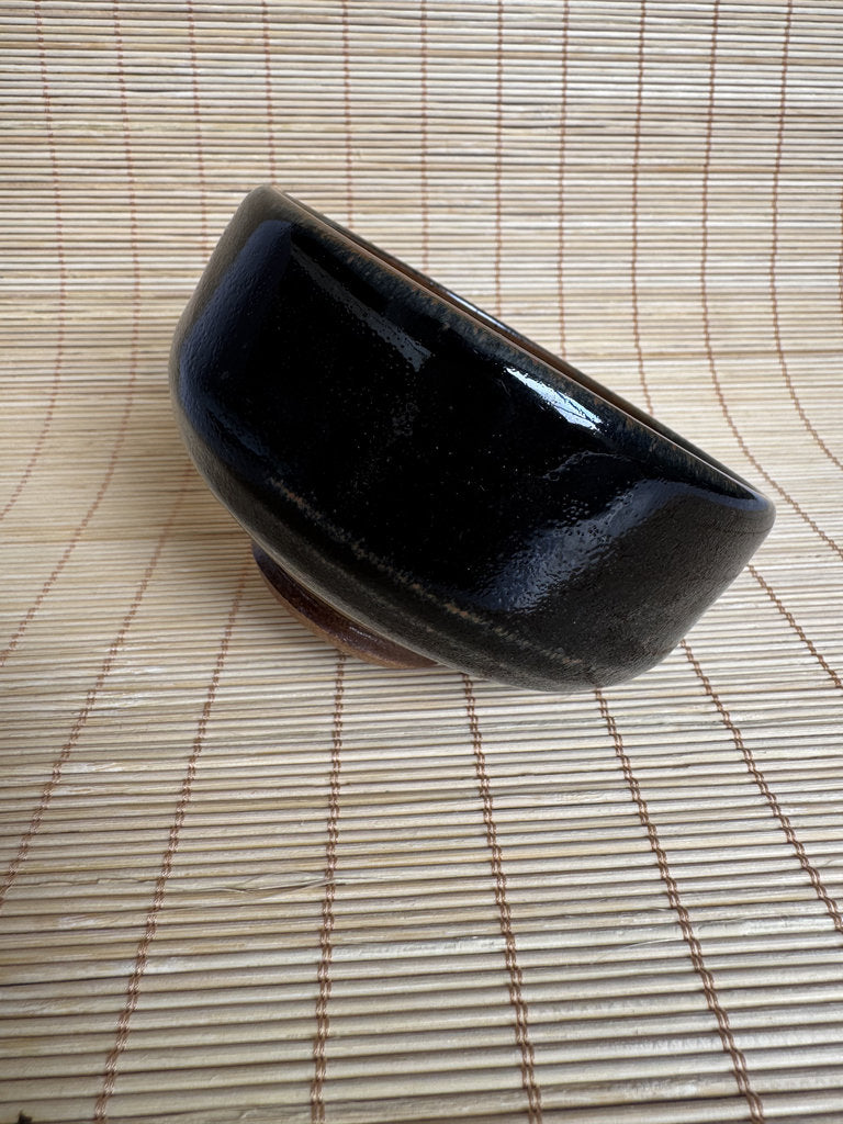 Kosuna Yaki Chawan Tea Bowl | Showa Period | Deep Black Iron Glaze | Tochigi Kiln