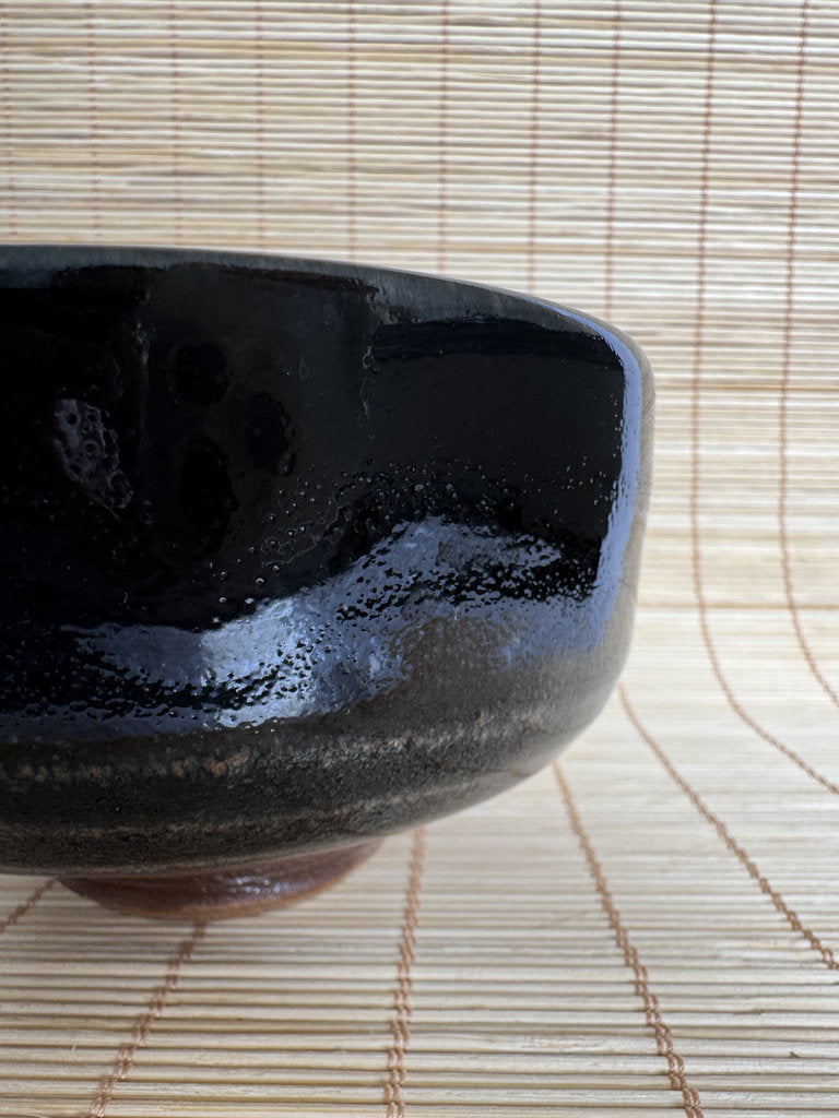 Kosuna Yaki Chawan Tea Bowl | Showa Period | Deep Black Iron Glaze | Tochigi Kiln