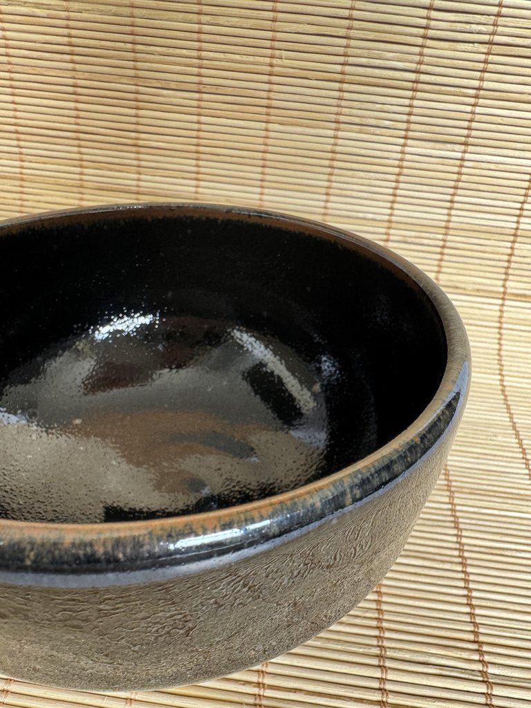 Kosuna Yaki Chawan Tea Bowl | Showa Period | Deep Black Iron Glaze | Tochigi Kiln