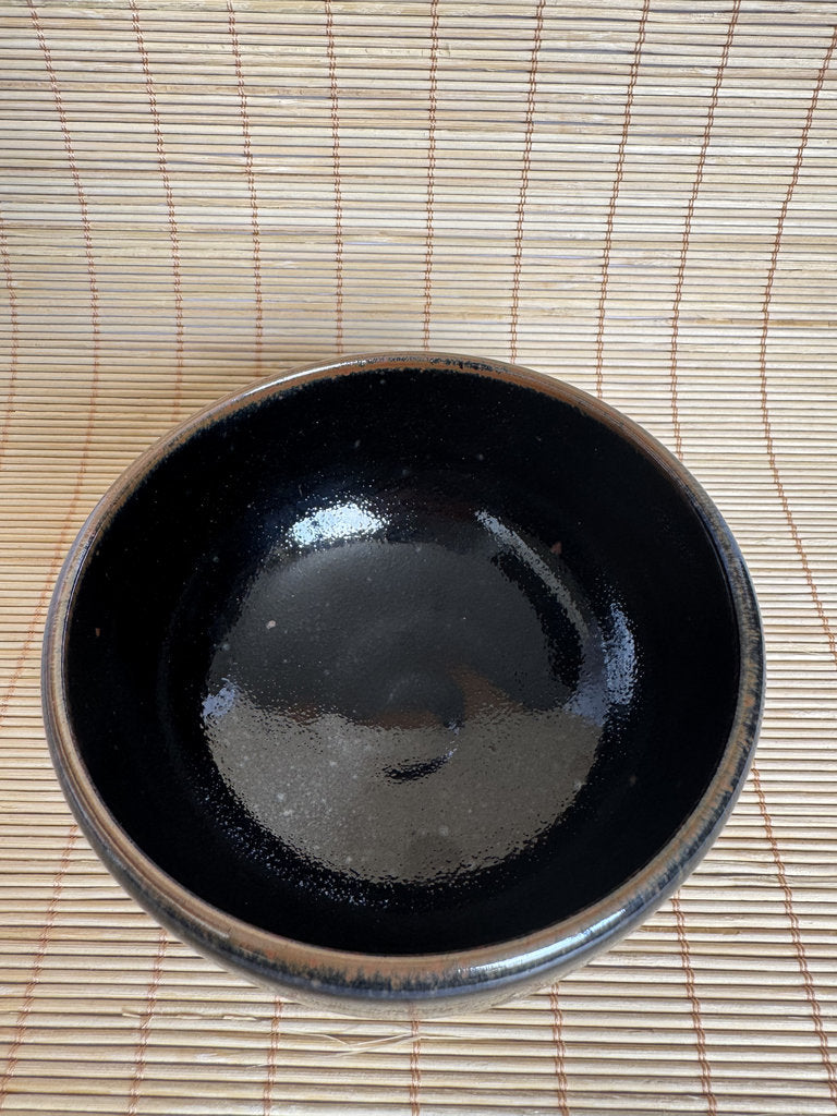 Kosuna Yaki Chawan Tea Bowl | Showa Period | Deep Black Iron Glaze | Tochigi Kiln