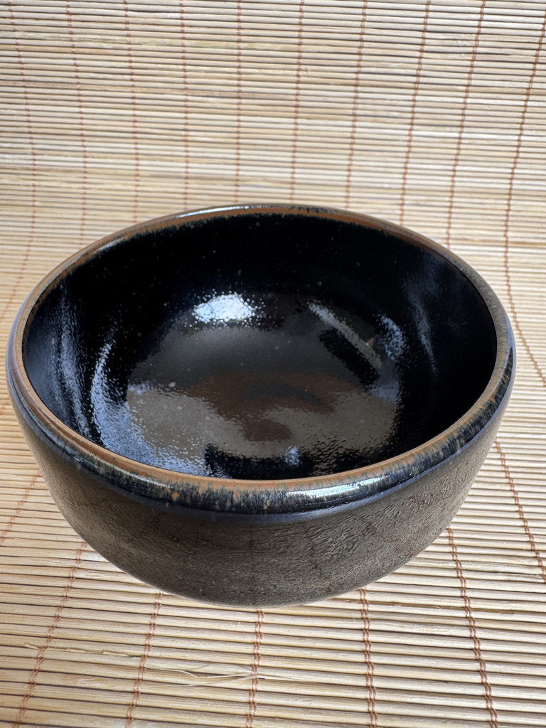 Kosuna Yaki Chawan Tea Bowl | Showa Period | Deep Black Iron Glaze | Tochigi Kiln