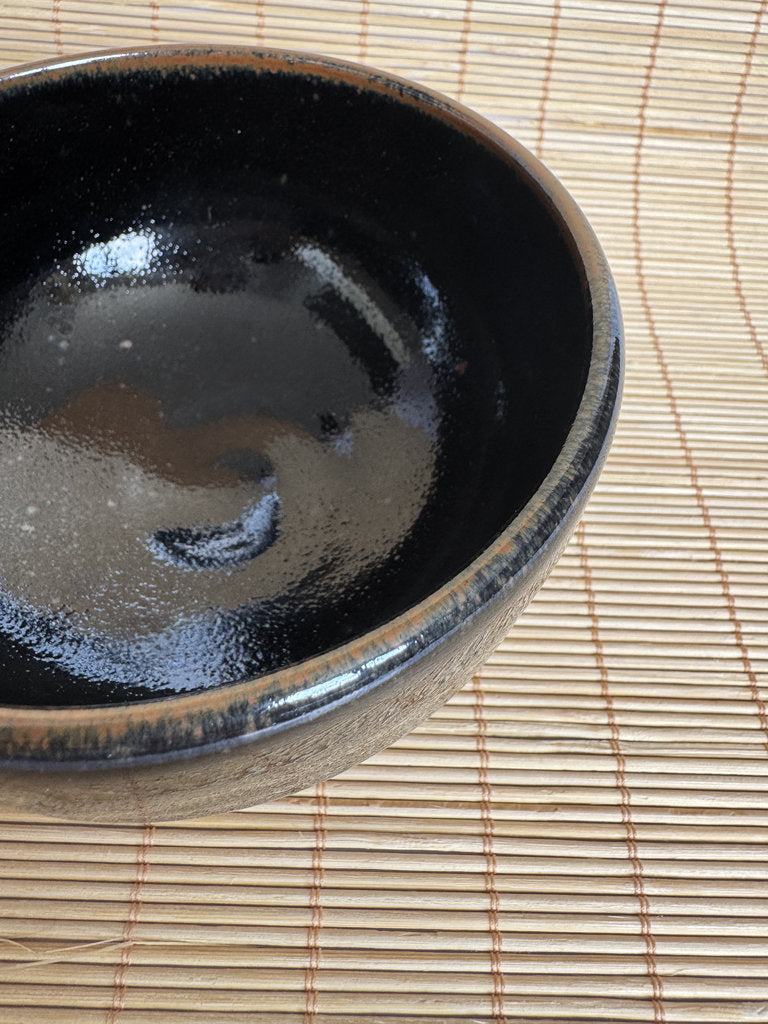 Kosuna Yaki Chawan Tea Bowl | Showa Period | Deep Black Iron Glaze | Tochigi Kiln