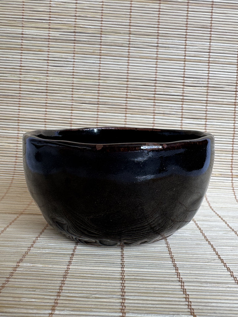 Kuro Glazed Hirazukuri Chawan | Showa Studio | Seto-kuro Style | Summer Tea Bowl
