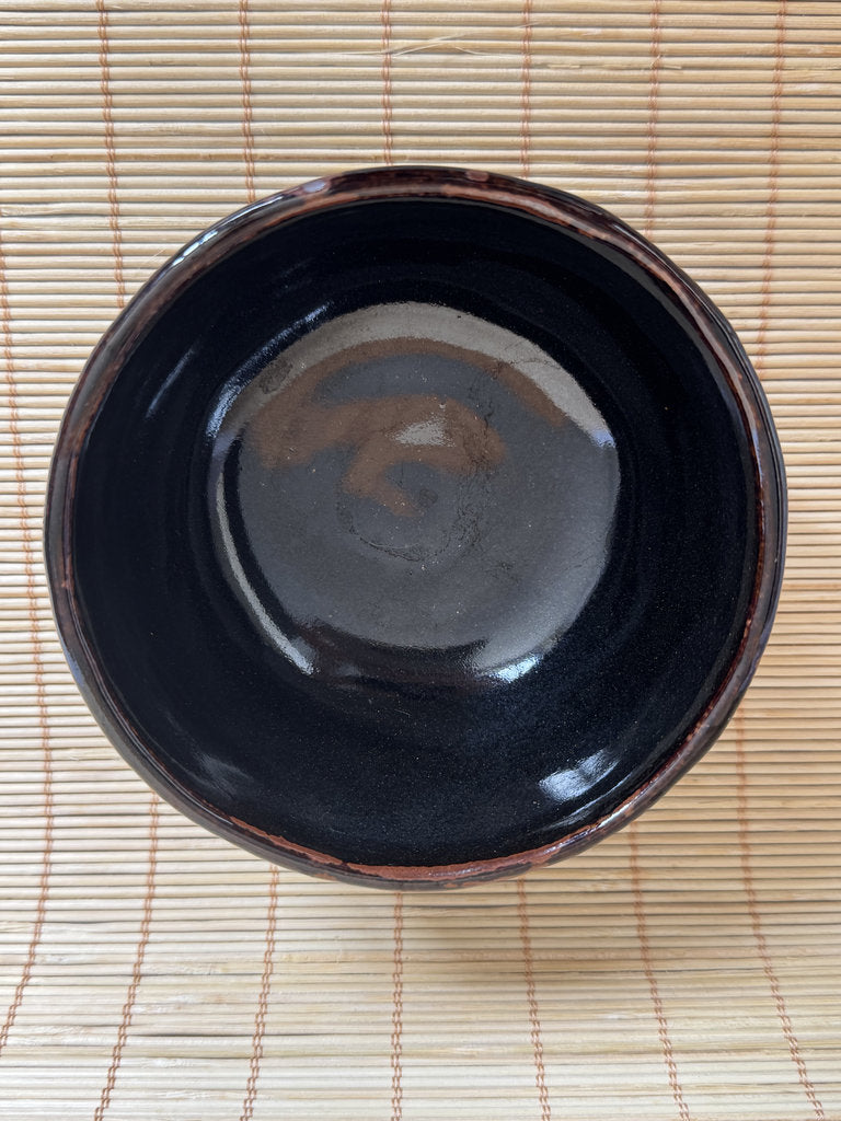 Kuro Glazed Hirazukuri Chawan | Showa Studio | Seto-kuro Style | Summer Tea Bowl