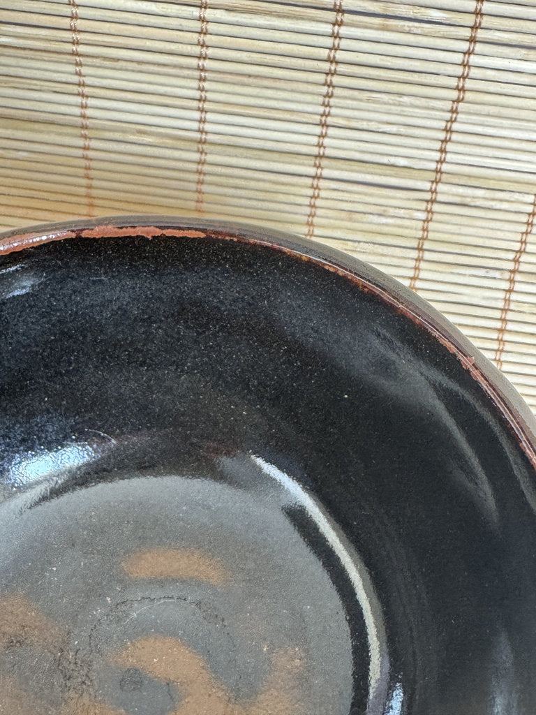 Kuro Glazed Hirazukuri Chawan | Showa Studio | Seto-kuro Style | Summer Tea Bowl