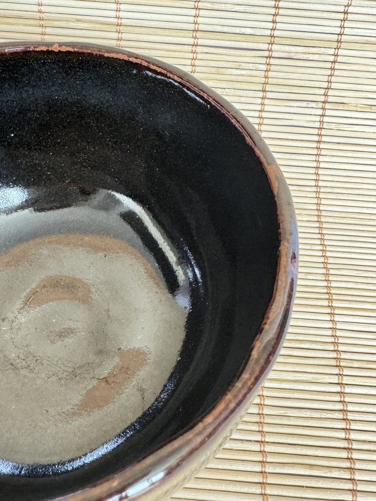 Kuro Glazed Hirazukuri Chawan | Showa Studio | Seto-kuro Style | Summer Tea Bowl