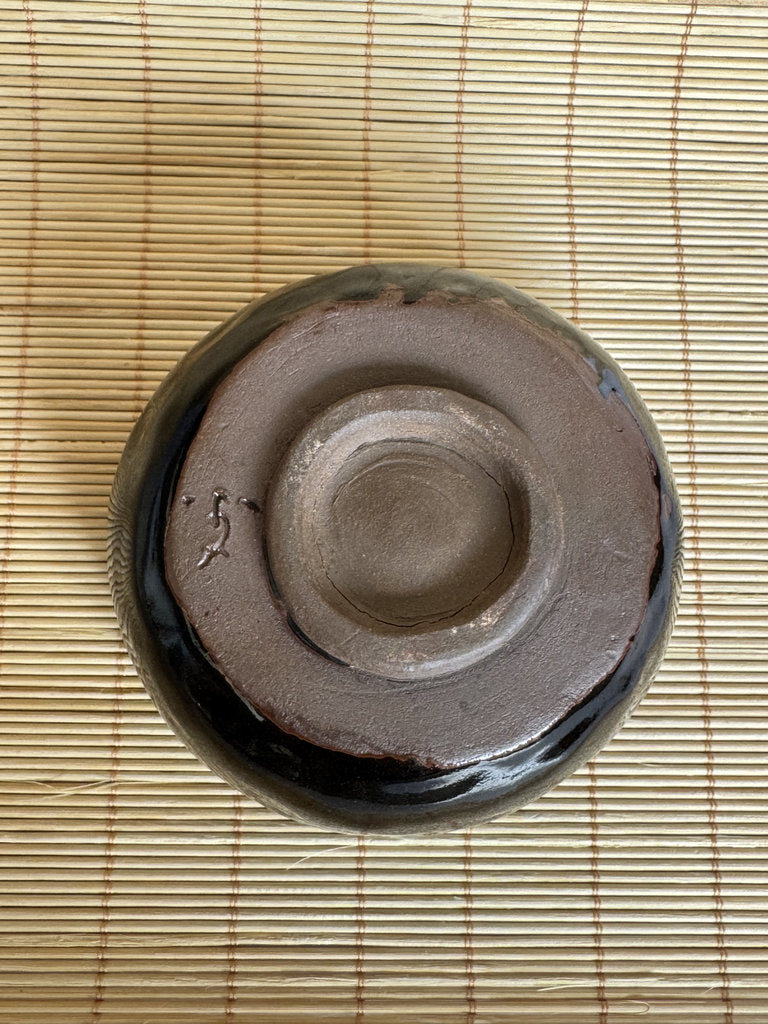Kuro Glazed Hirazukuri Chawan | Showa Studio | Seto-kuro Style | Summer Tea Bowl