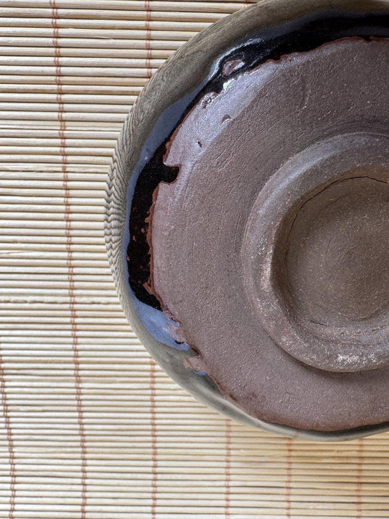 Kuro Glazed Hirazukuri Chawan | Showa Studio | Seto-kuro Style | Summer Tea Bowl