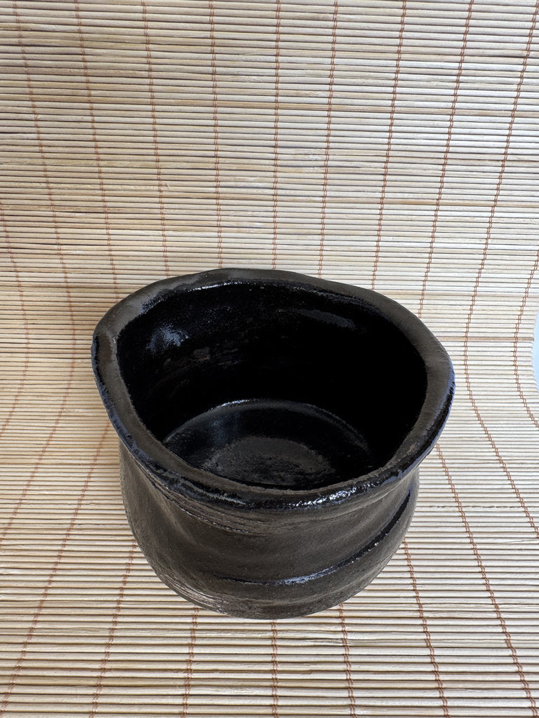 Japanese Kensui Waste Water Bowl | Wabi-cha Tea Ceremony | Kuro Black Glaze Studio