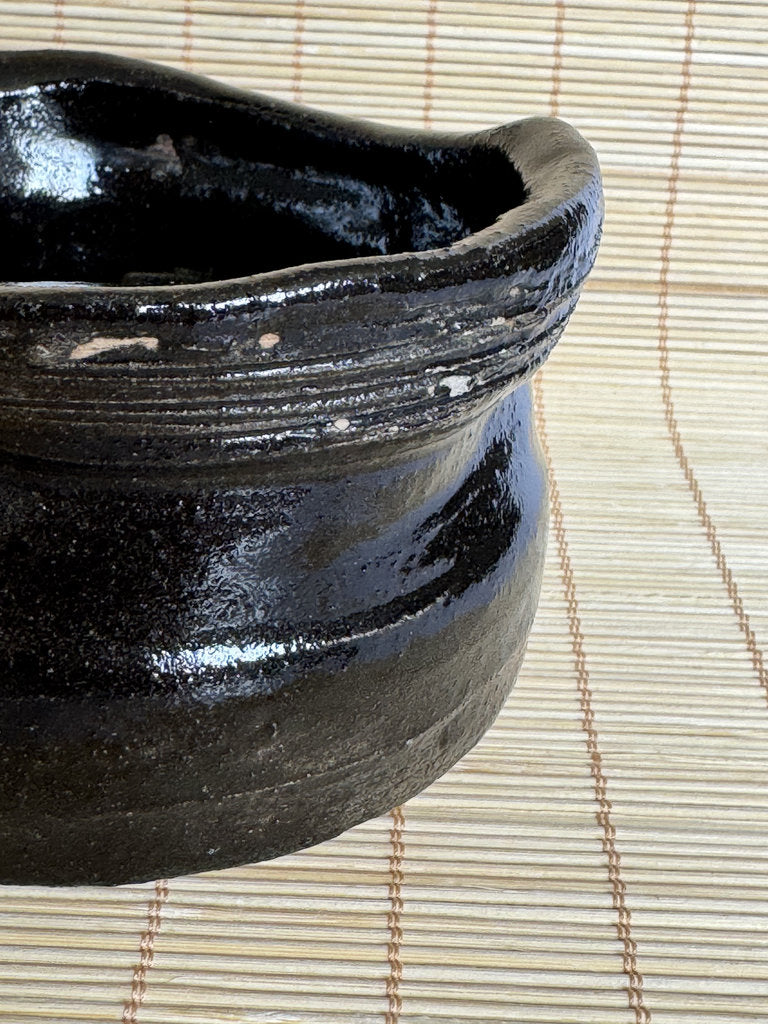 Japanese Kensui Waste Water Bowl | Wabi-cha Tea Ceremony | Kuro Black Glaze Studio