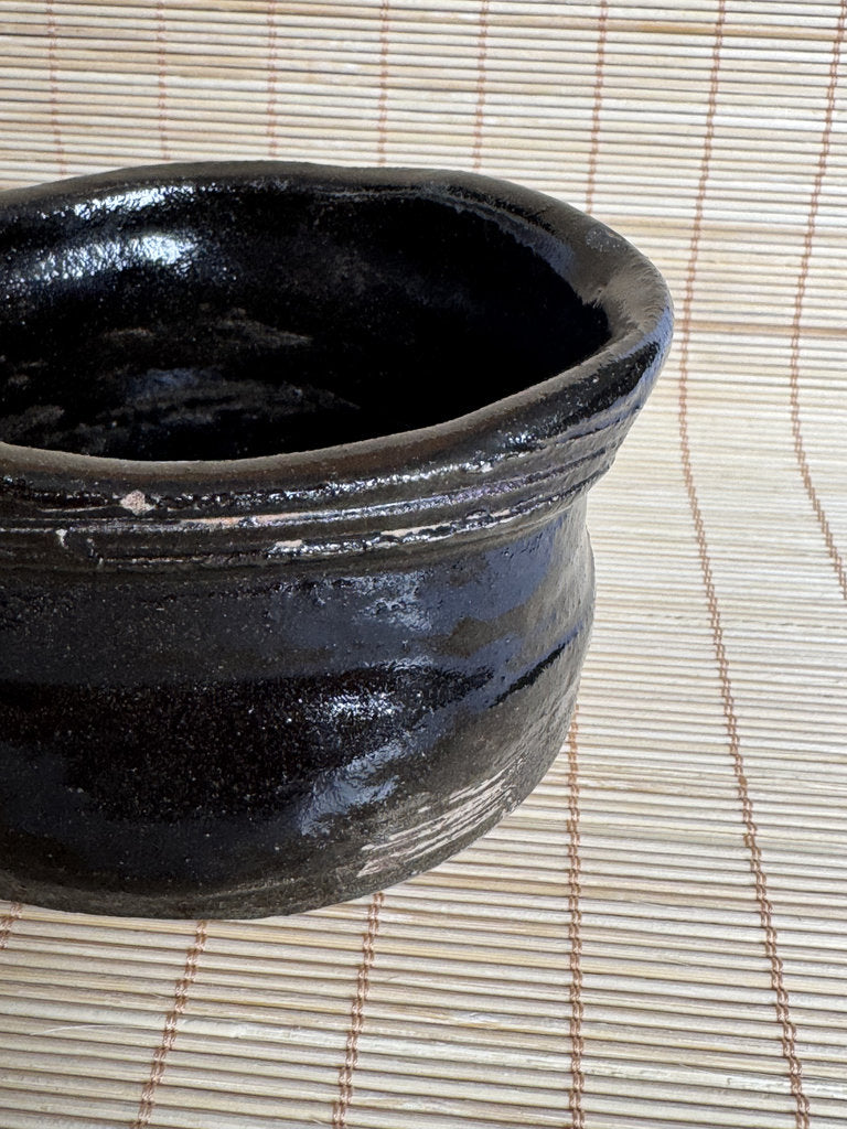 Japanese Kensui Waste Water Bowl | Wabi-cha Tea Ceremony | Kuro Black Glaze Studio