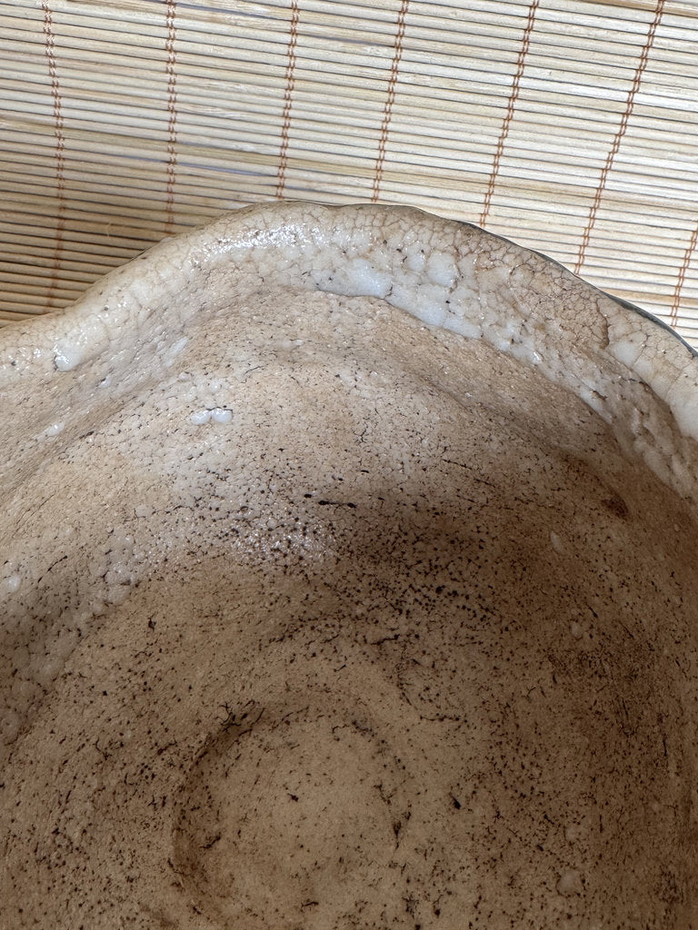Kuro-Oribe Chawan Tea Bowl | Showa Studio | Half Black Iron Glaze | Furuta Aesthetic
