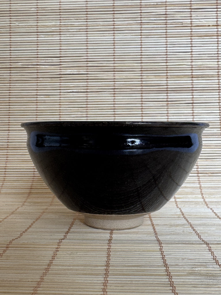Kenzan School Chawan | Ume Plum Interior | Black Iron Exterior | Rimpa Tea Bowl