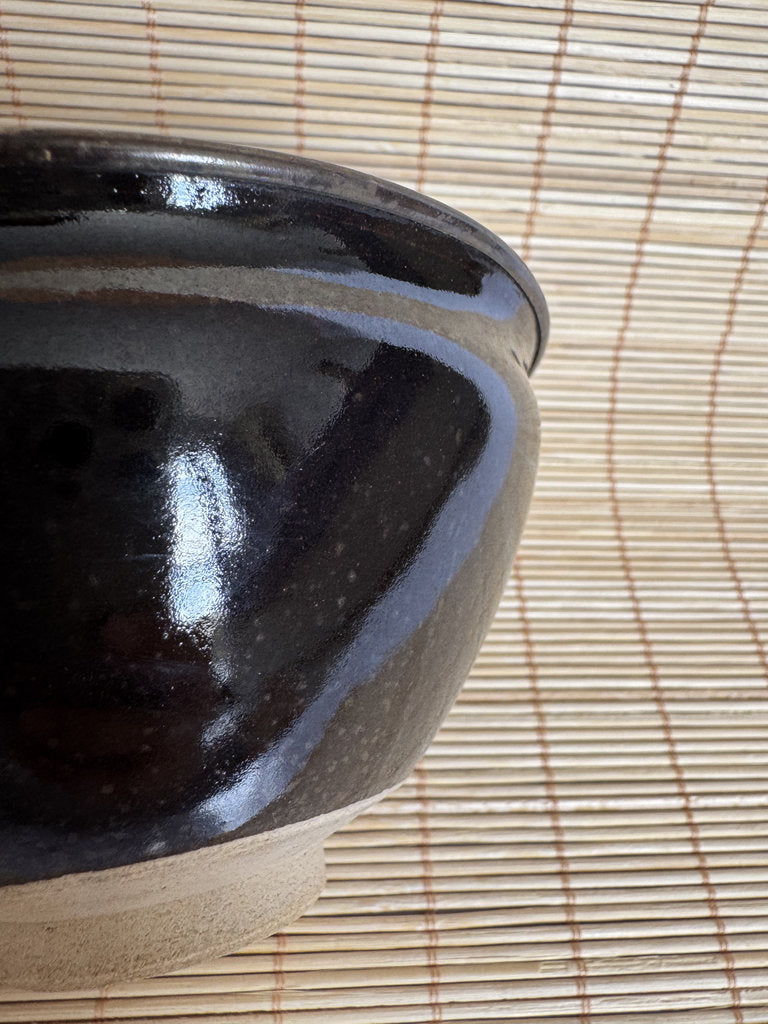 Kenzan School Chawan | Ume Plum Interior | Black Iron Exterior | Rimpa Tea Bowl
