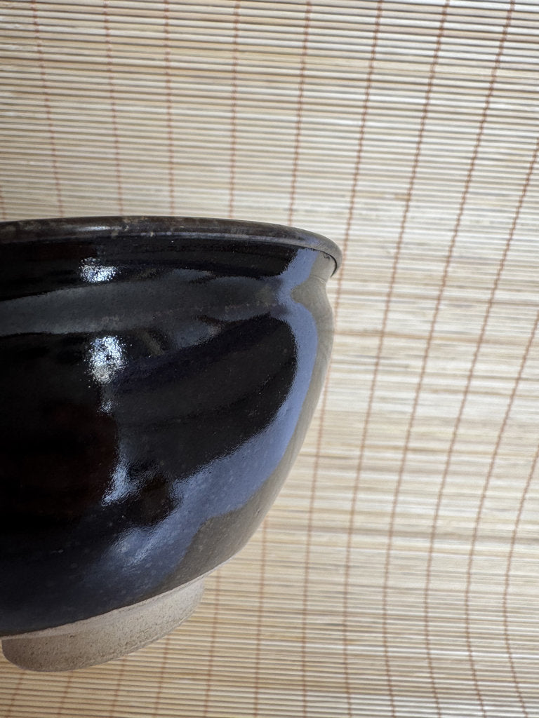 Kenzan School Chawan | Ume Plum Interior | Black Iron Exterior | Rimpa Tea Bowl