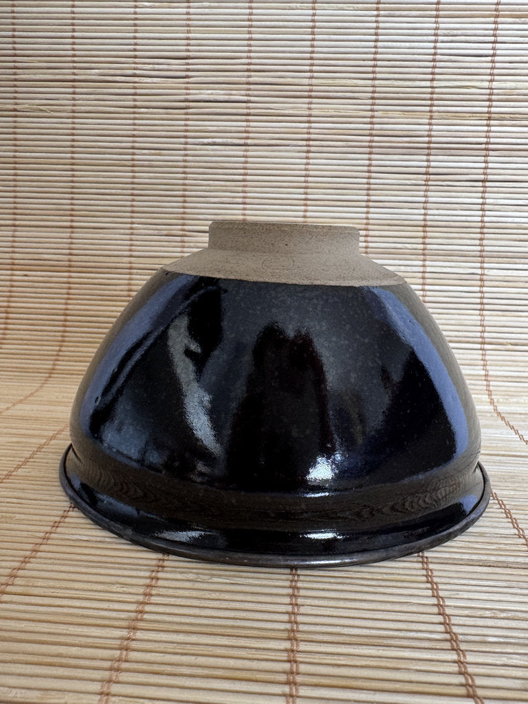 Kenzan School Chawan | Ume Plum Interior | Black Iron Exterior | Rimpa Tea Bowl