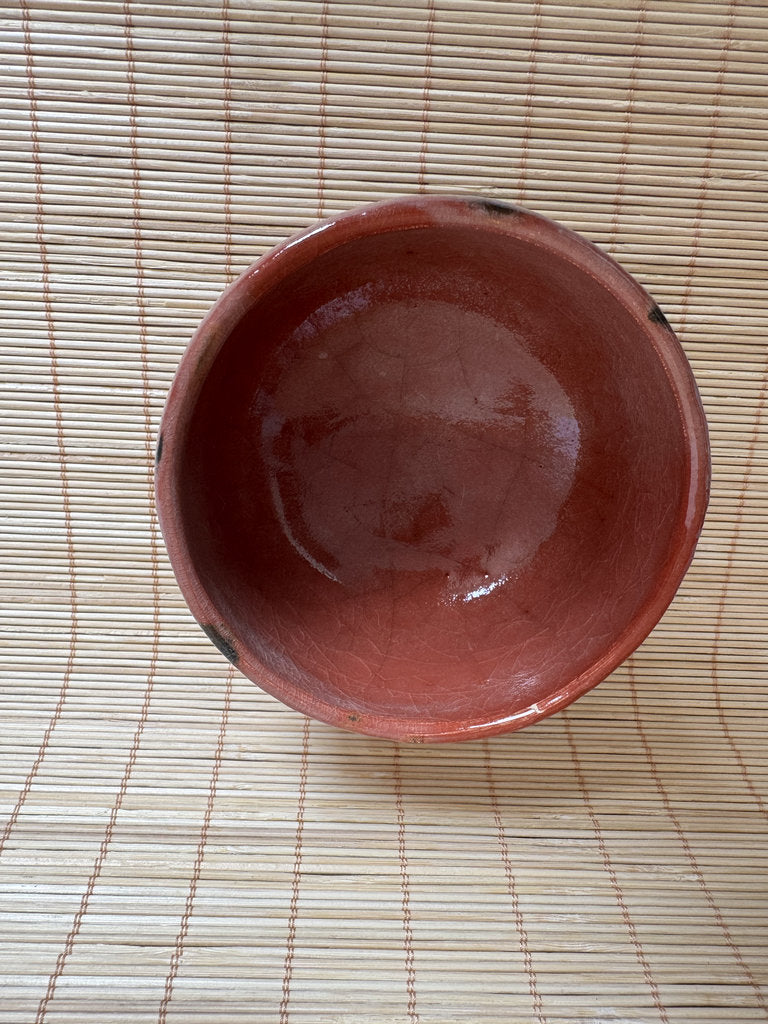 Kenzan School Aka Chawan | Copper-Red Yōhen | Gray-Black Blotch | Autumn Tea Bowl