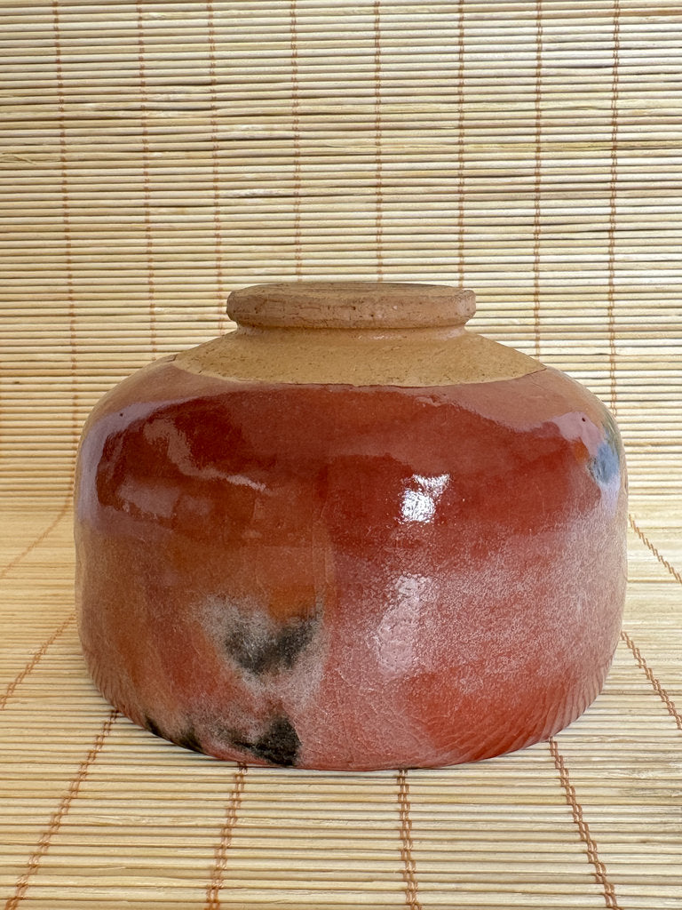Kenzan School Aka Chawan | Copper-Red Yōhen | Gray-Black Blotch | Autumn Tea Bowl