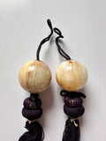 Honey Onyx Fūchin Scroll Weights – Plum Tassels | Japanese Kakemono Hanging Weights (Pair)