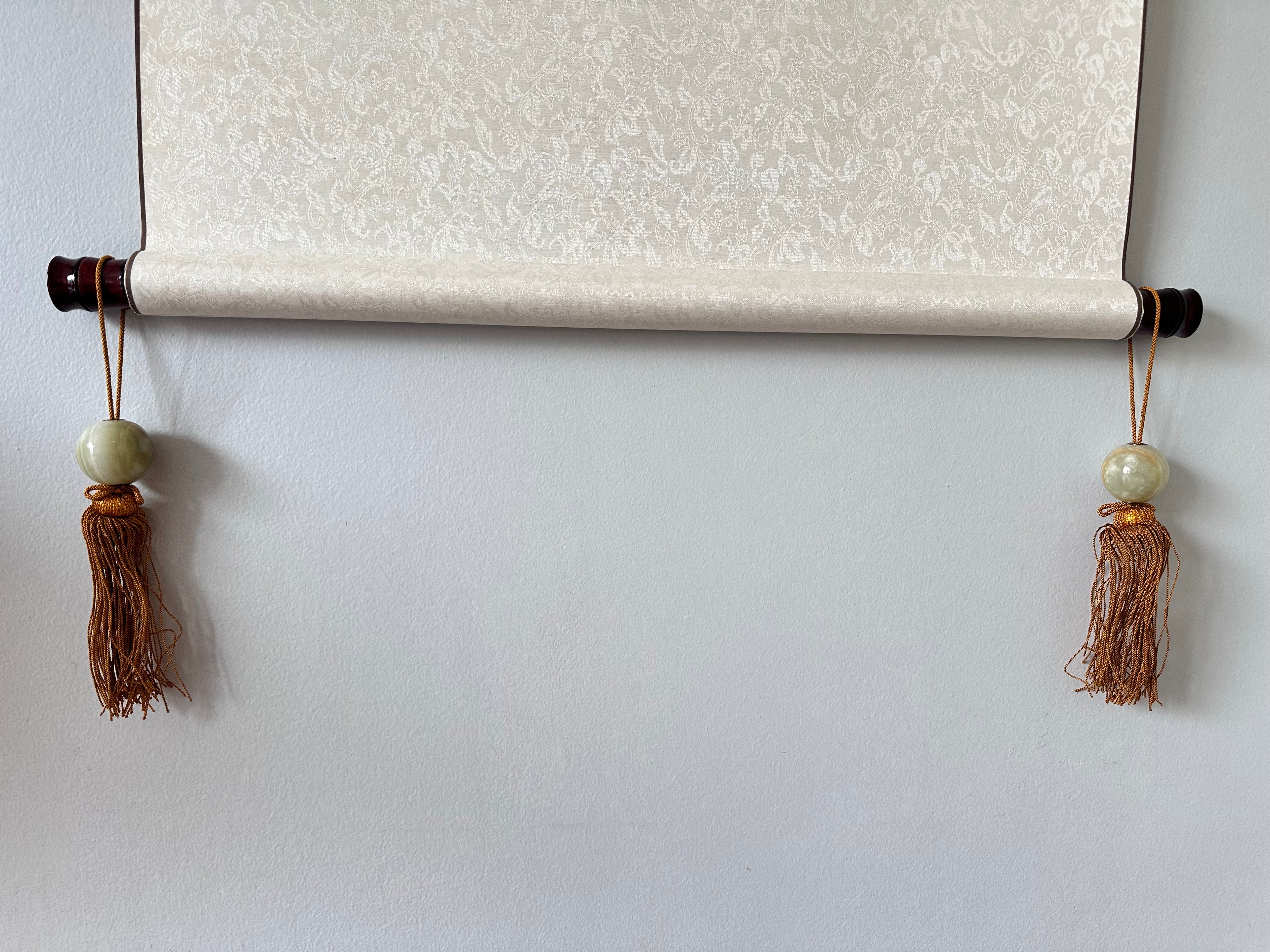Natural Onyx Fūchin Scroll Weights – Golden Tassels | Japanese Kakemono Hanging Weights (Pair)