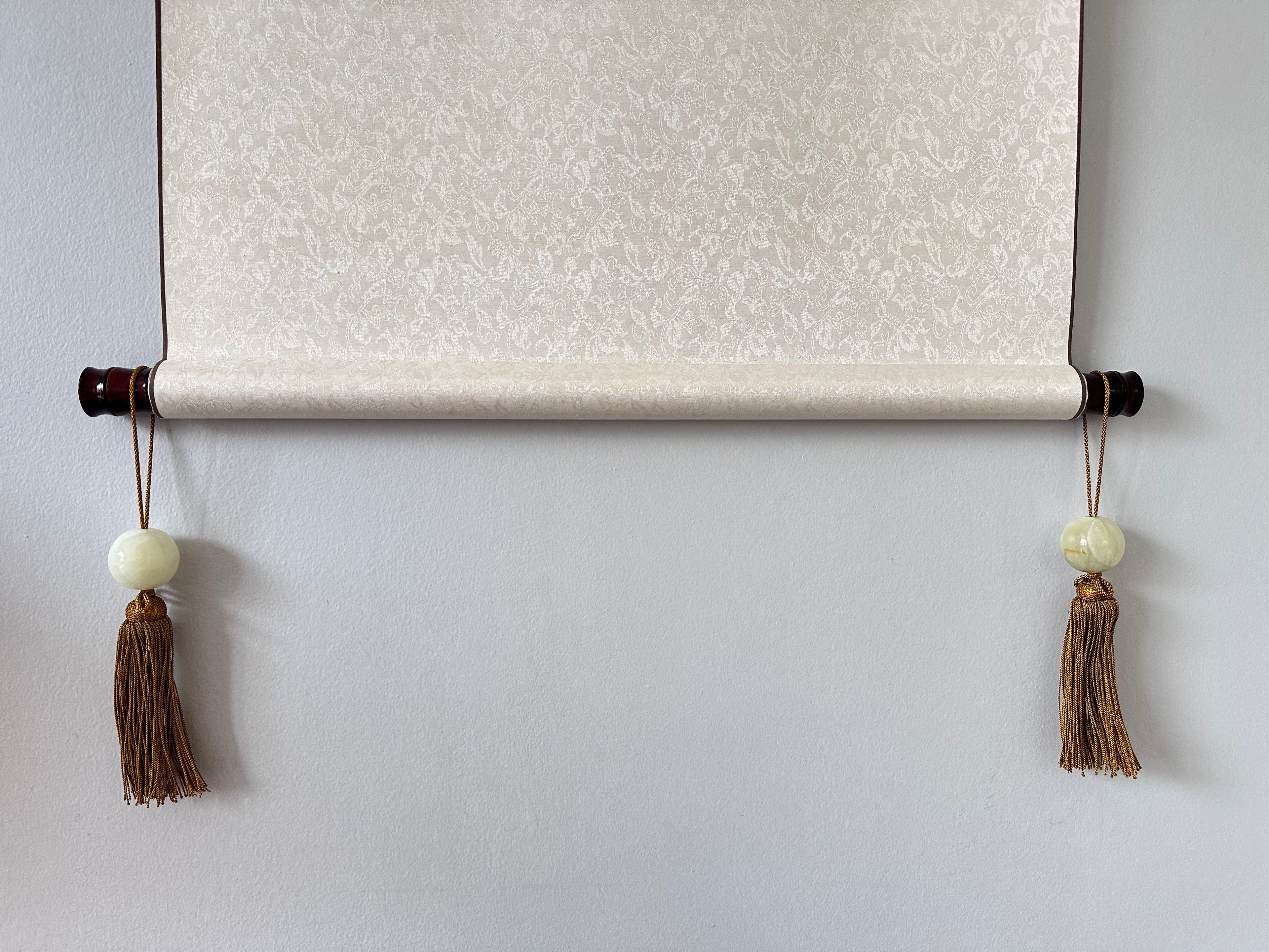 Natural Honey Onyx Japanese Fūchin – Kakemono Scroll Weights with Gold Tassels (Pair)