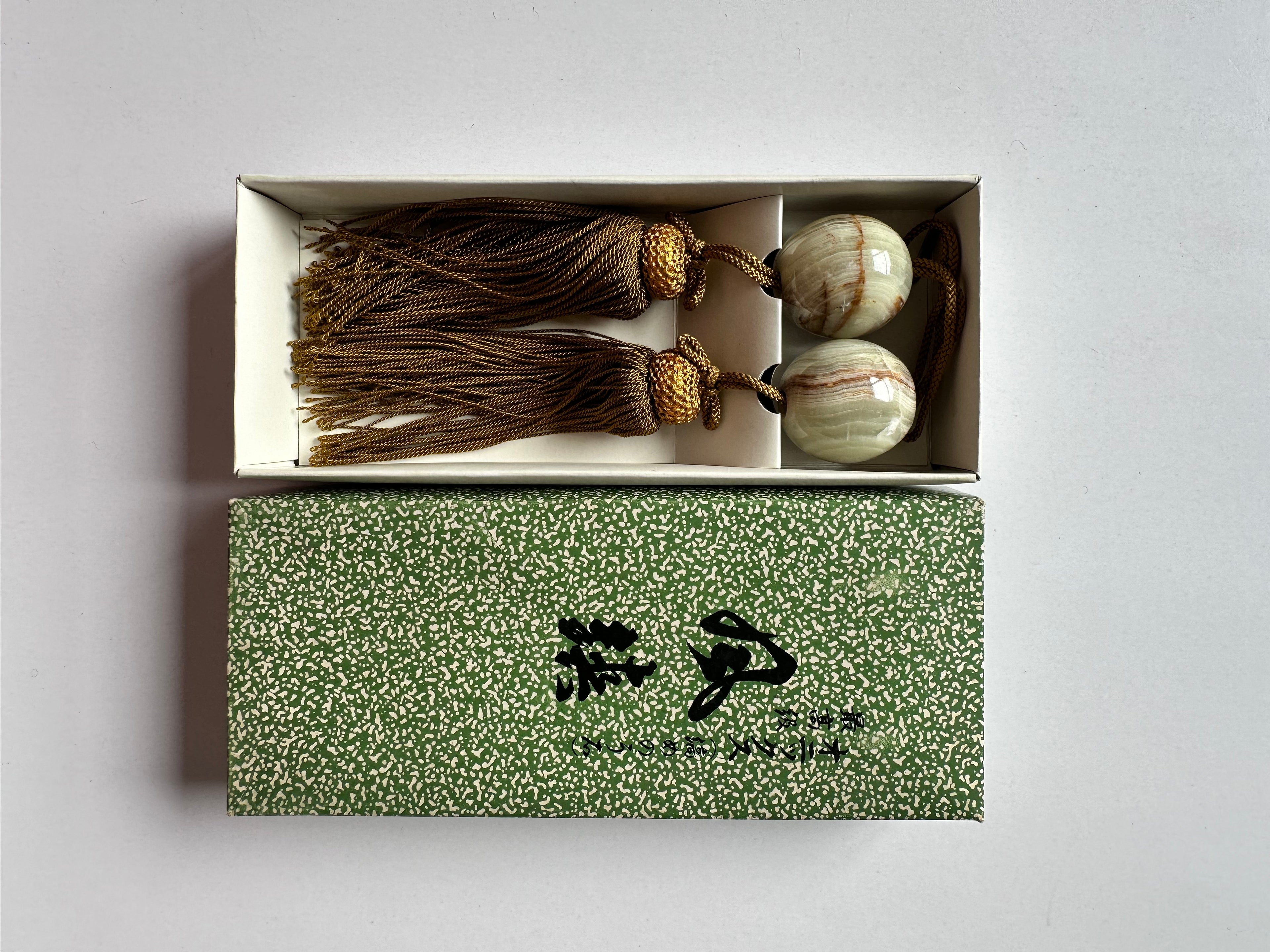 Japanese Green Onyx Fūchin Pair – Kakemono Stone Scroll Weights