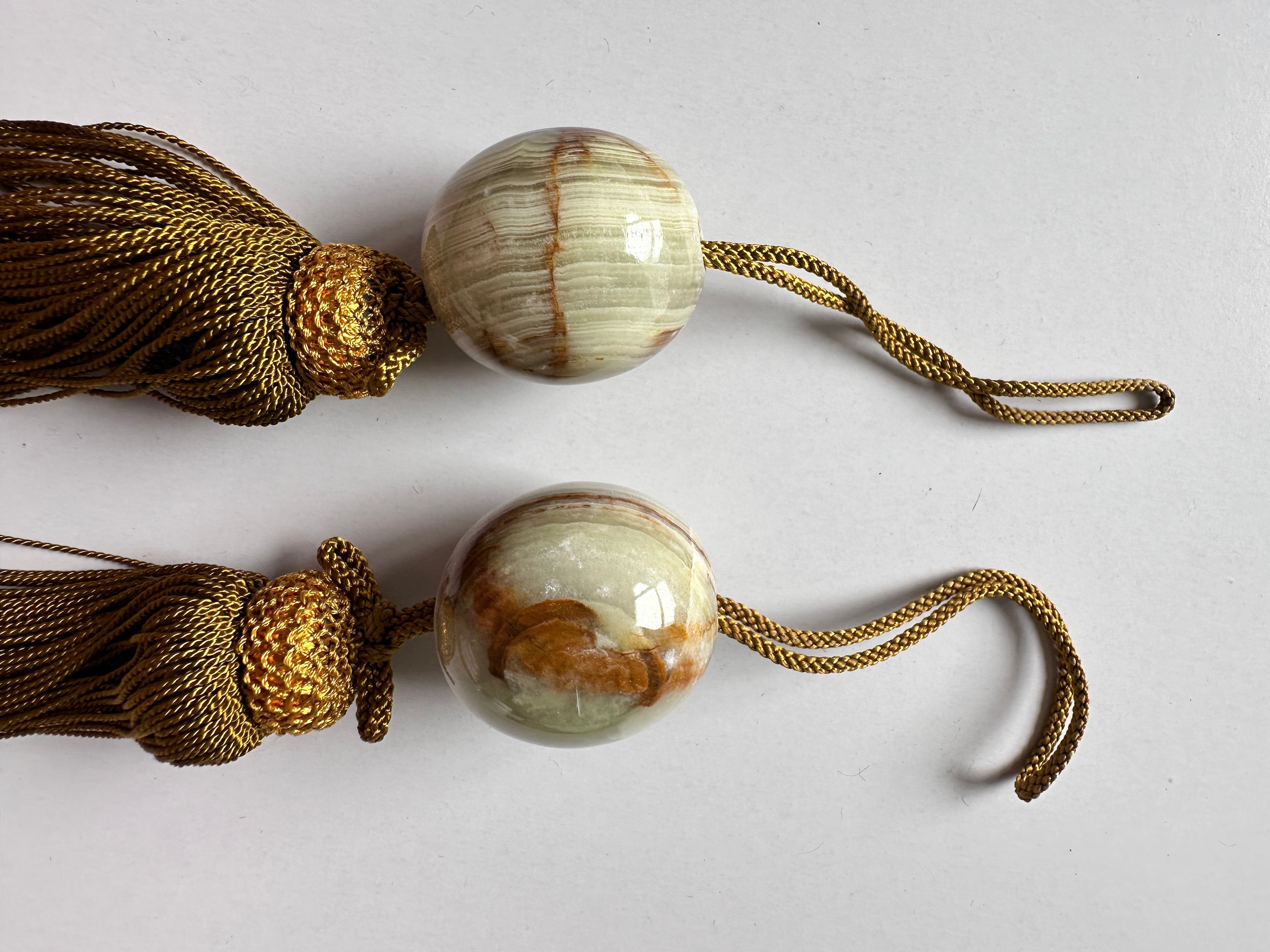 Japanese Green Onyx Fūchin Pair – Kakemono Stone Scroll Weights