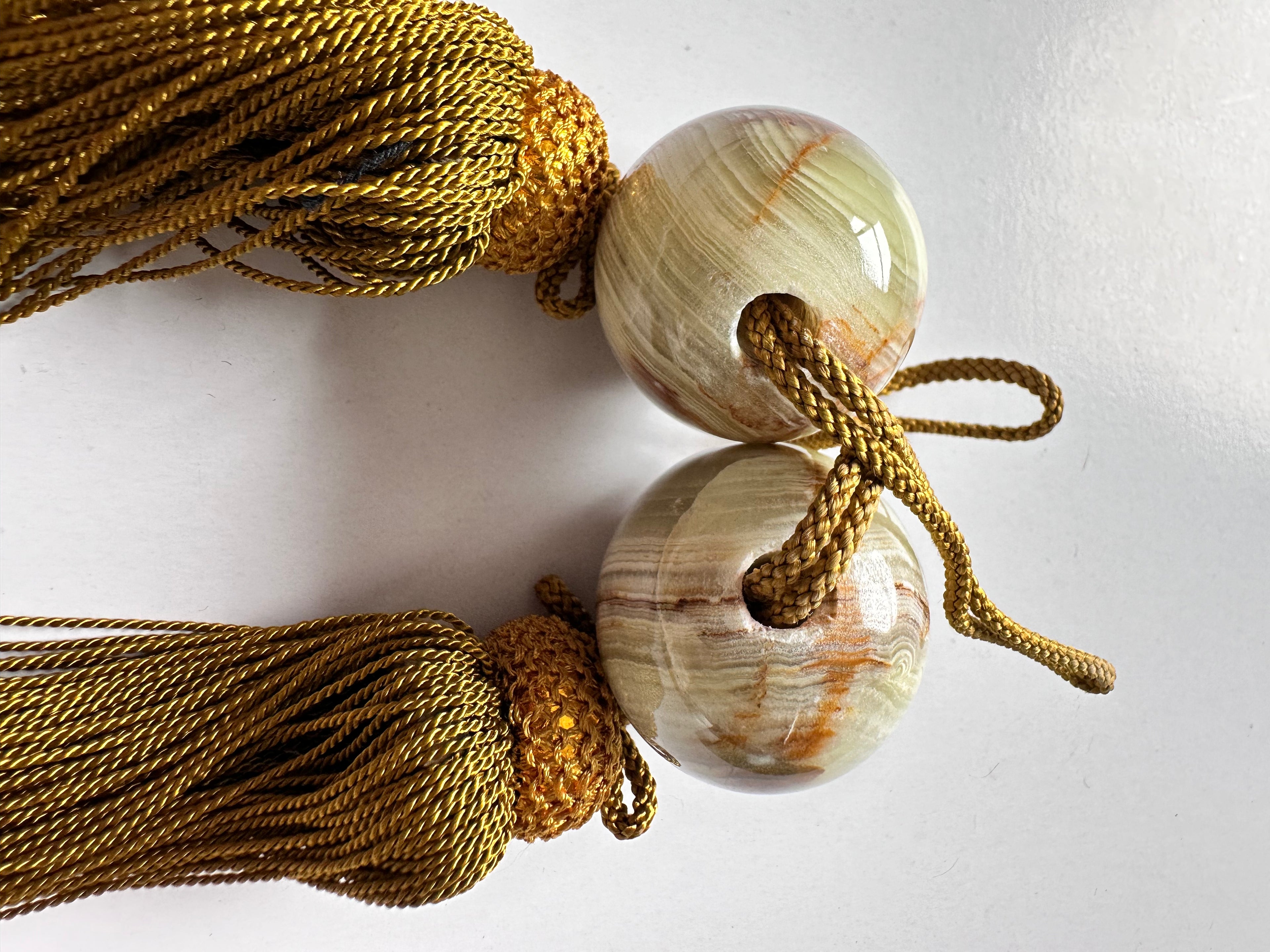 Japanese Green Onyx Fūchin Pair – Kakemono Stone Scroll Weights